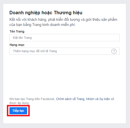 Cách lập Fanpage Facebook hiệu quả là không bỏ qua các thông tin quan trọng gồm Tên trang và Hạng mục 