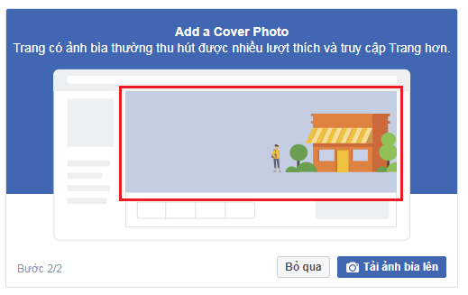 Đăng tải ảnh bìa là bước quan trọng trong cách lập Fanpage Facebook hiệu quả