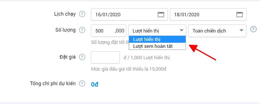 Thiết lập giá thầu và lịch quảng cáo video trên zalo