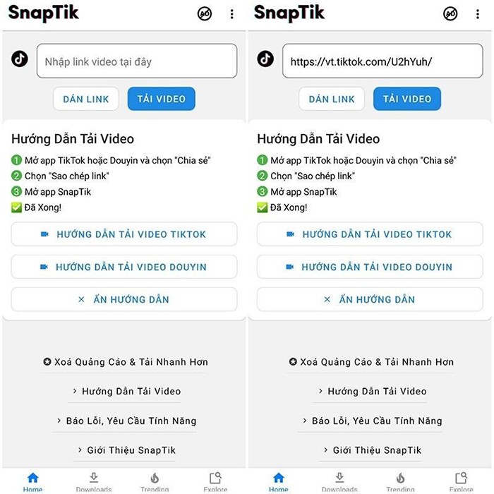 Ứng dụng SnapTik tải video Tiktok khá hiệu quả